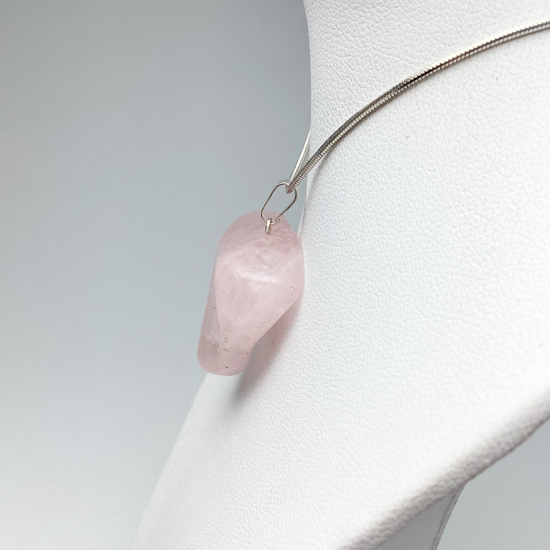 Rose Quartz Tumble Pendant - Rocks and Gems Canada
