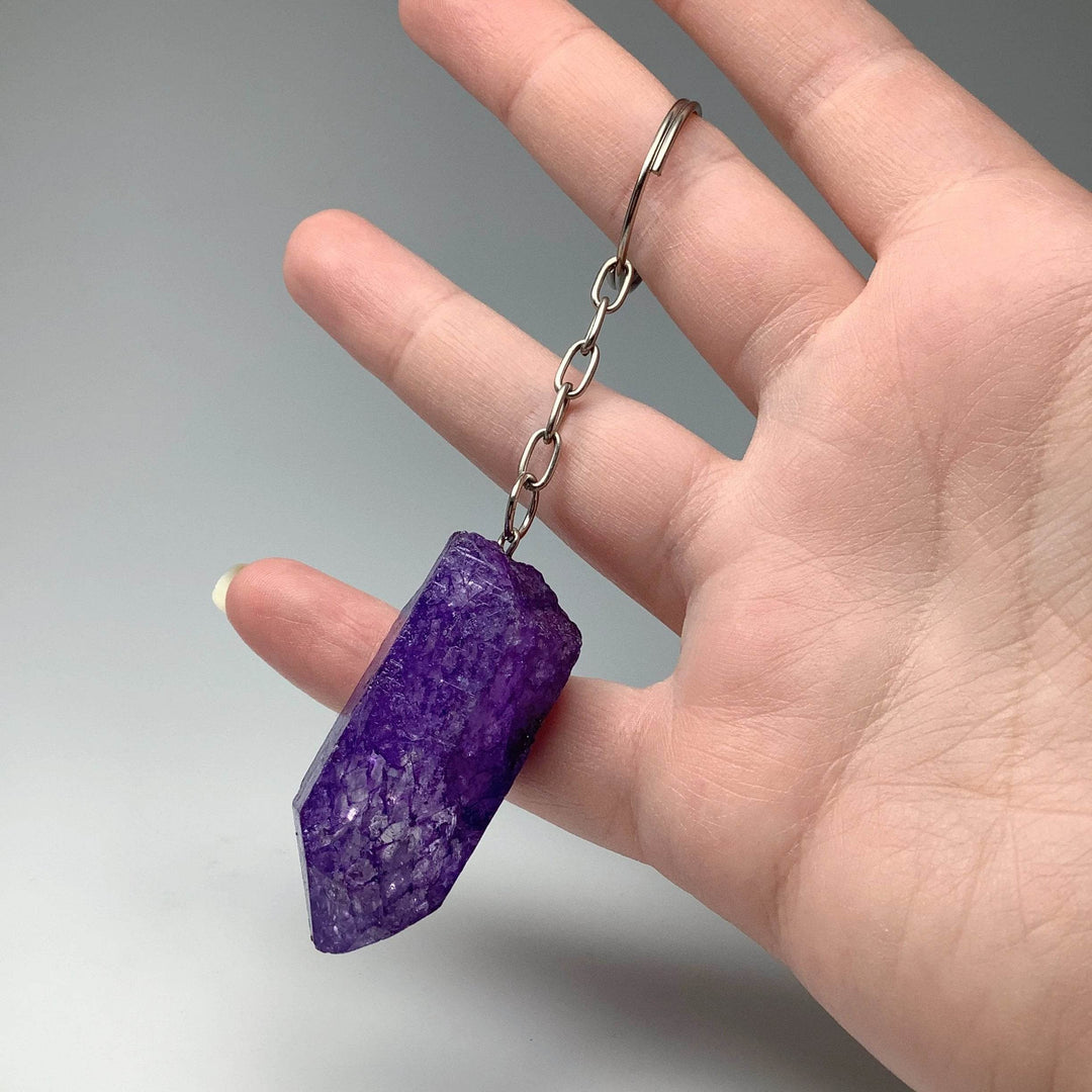 Rough Crackle Quartz Keychain-Rocks and Gems Canada