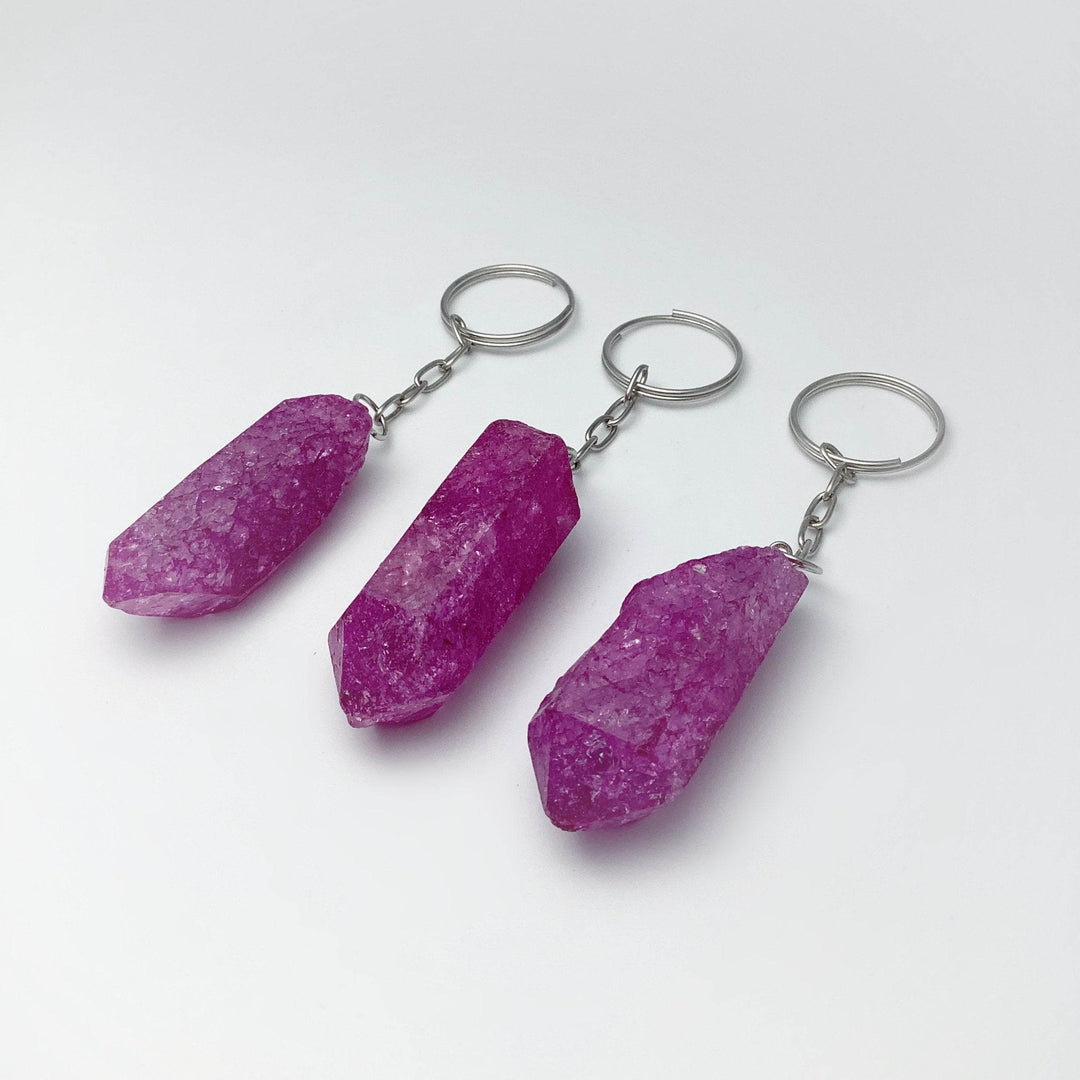 Rough Crackle Quartz Keychain-Rocks and Gems Canada