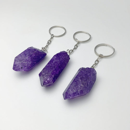 Rough Crackle Quartz Keychain-Rocks and Gems Canada