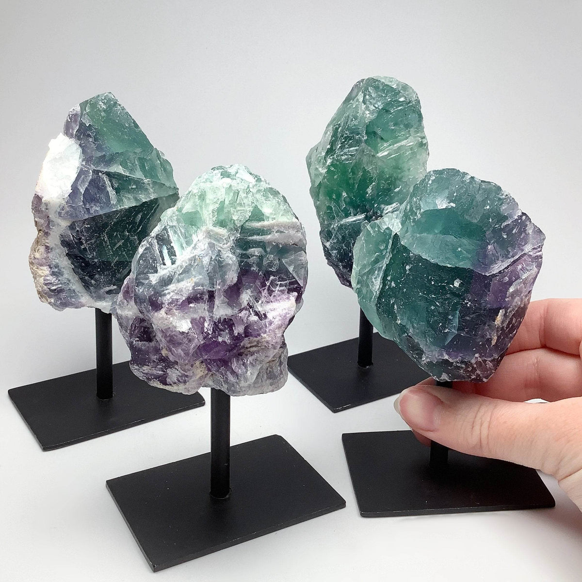 Rough Fluorite on Metal Display Stand-Rocks and Gems Canada