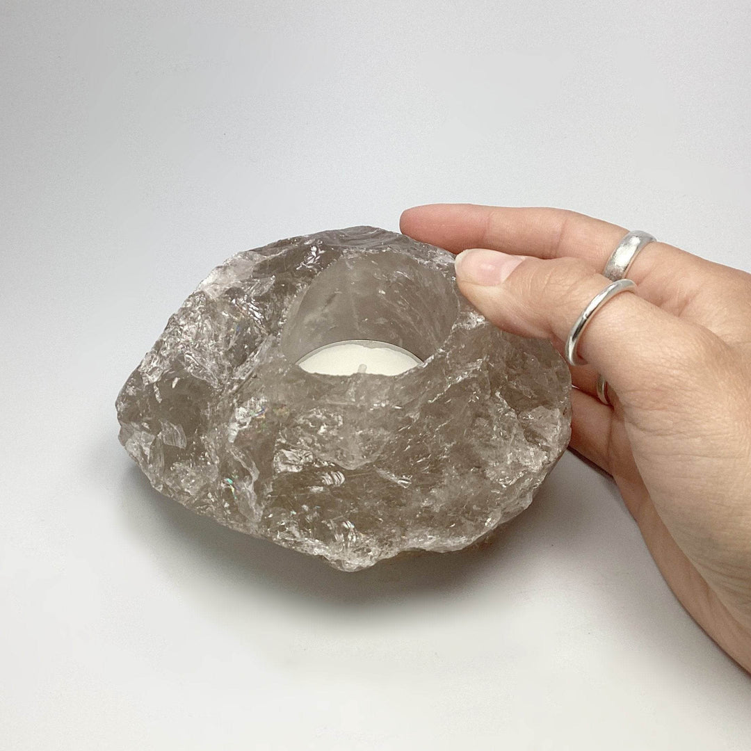 Rough Smoky Quartz Candle Holder-Rocks and Gems Canada