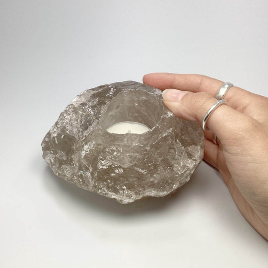 Rough Smoky Quartz Candle Holder-Rocks and Gems Canada