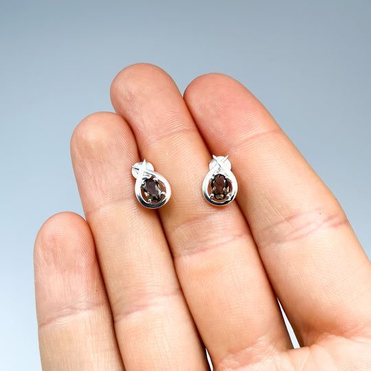 Smoky Quartz Stud Earrings-Rocks and Gems Canada