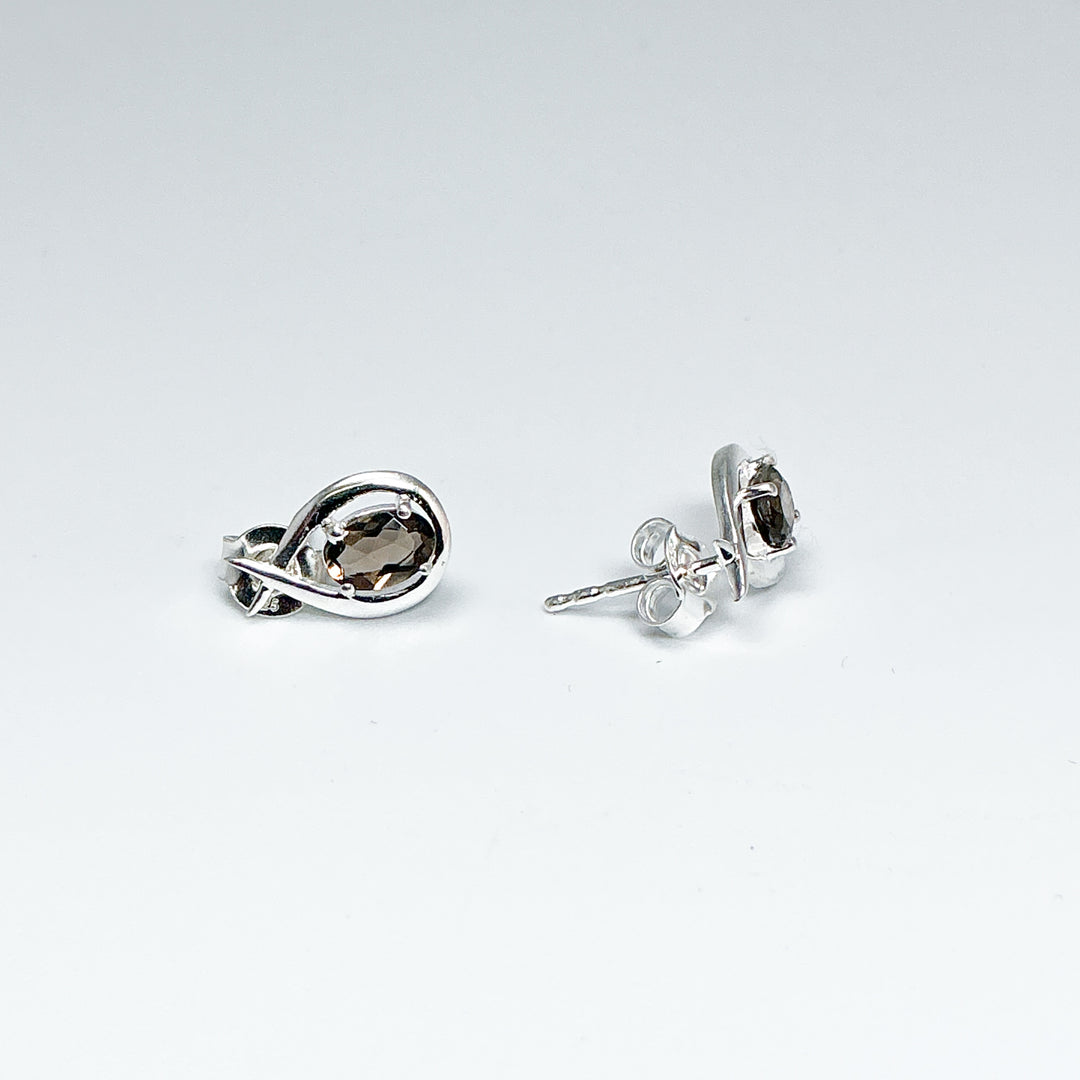 Smoky Quartz Stud Earrings-Rocks and Gems Canada