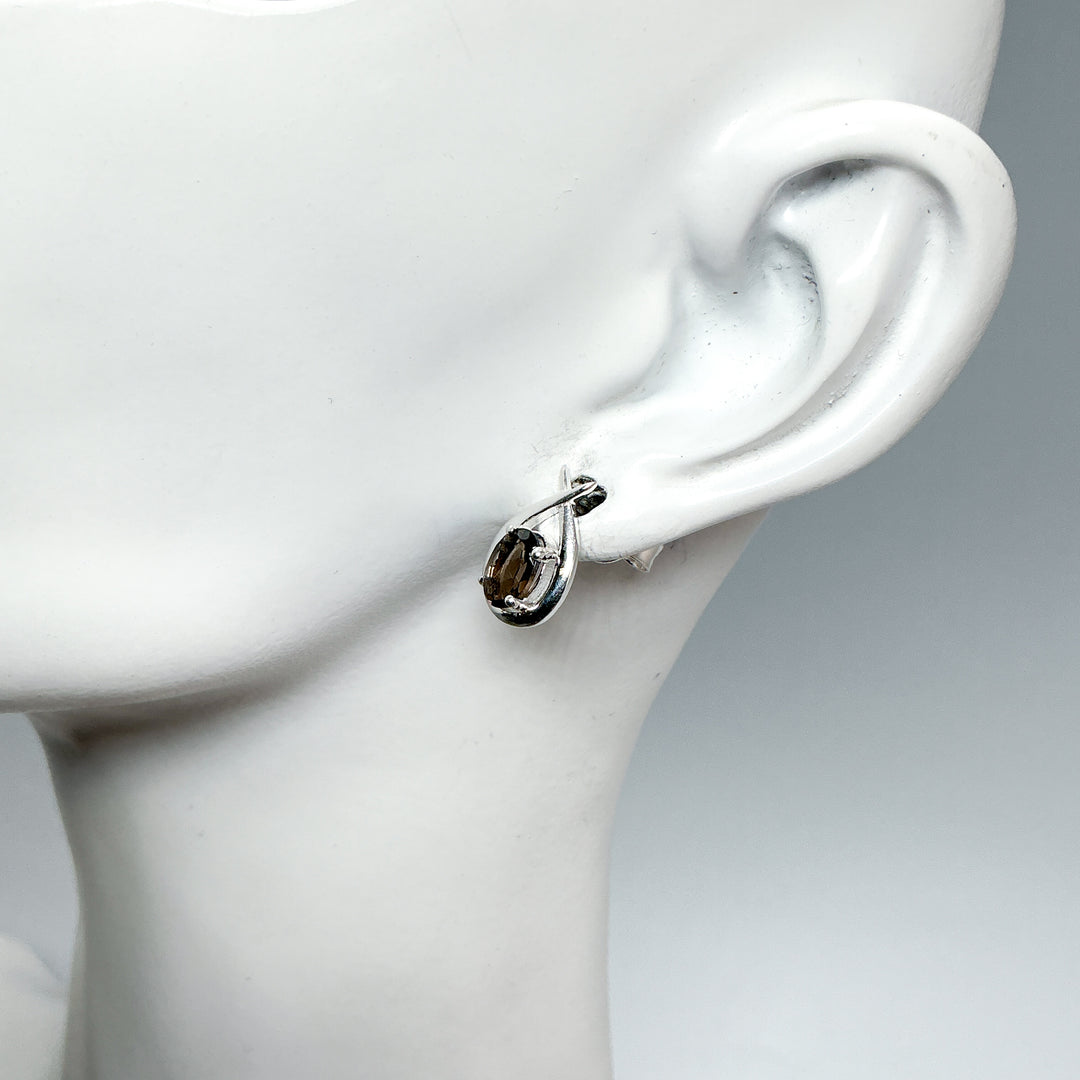 Smoky Quartz Stud Earrings-Rocks and Gems Canada