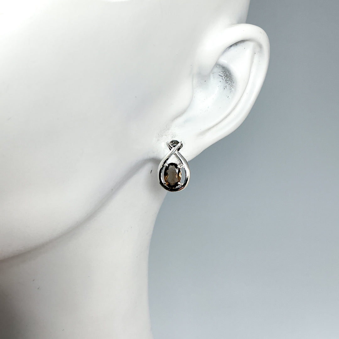 Smoky Quartz Stud Earrings-Rocks and Gems Canada
