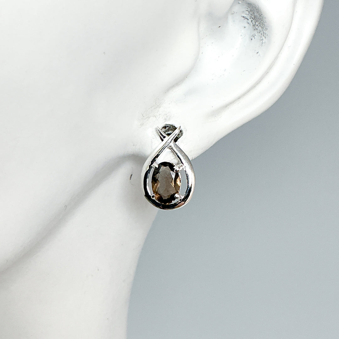 Smoky Quartz Stud Earrings-Rocks and Gems Canada