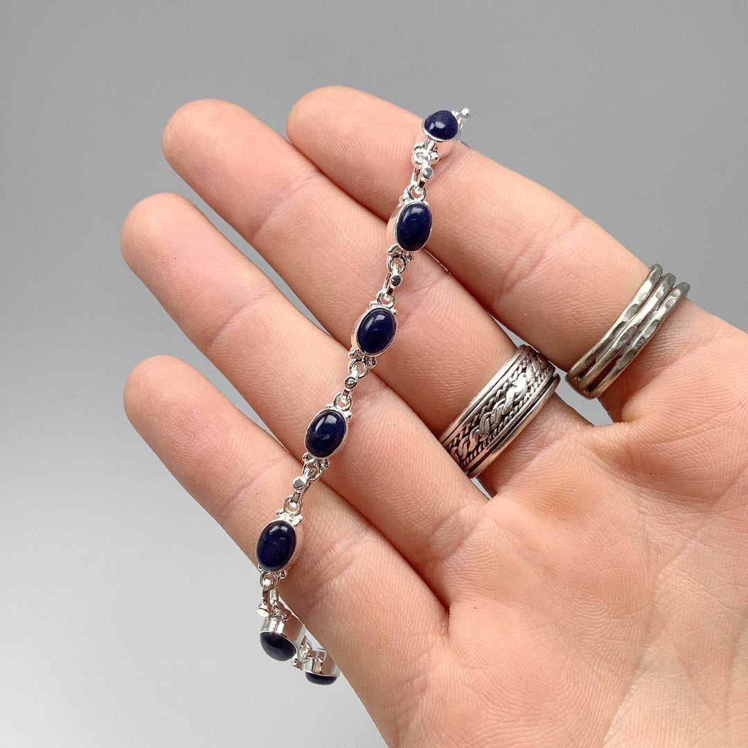 Sodalite Sterling Silver Bracelet-Rocks and Gems Canada