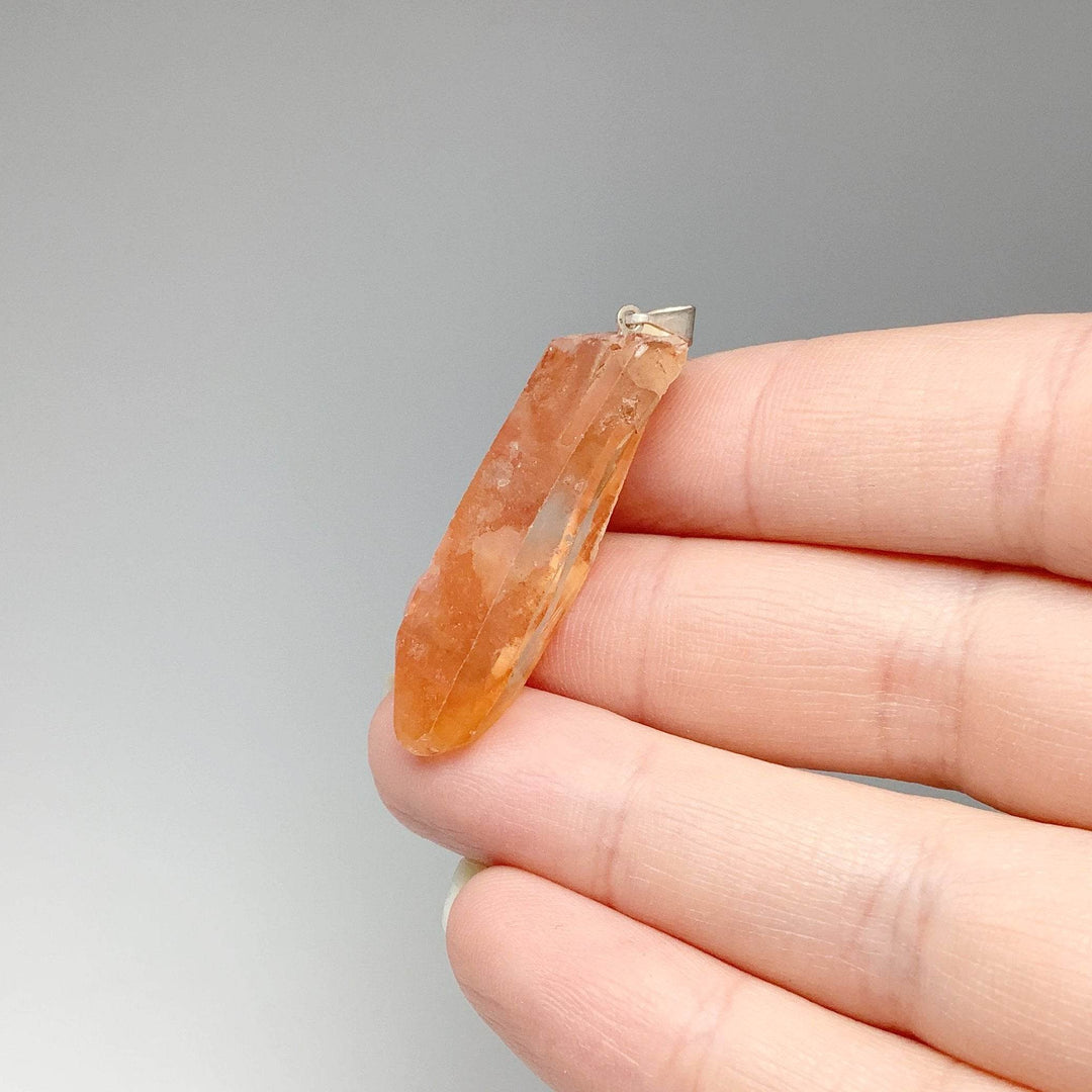 Tangerine Quartz Rough Pendant-Rocks and Gems Canada