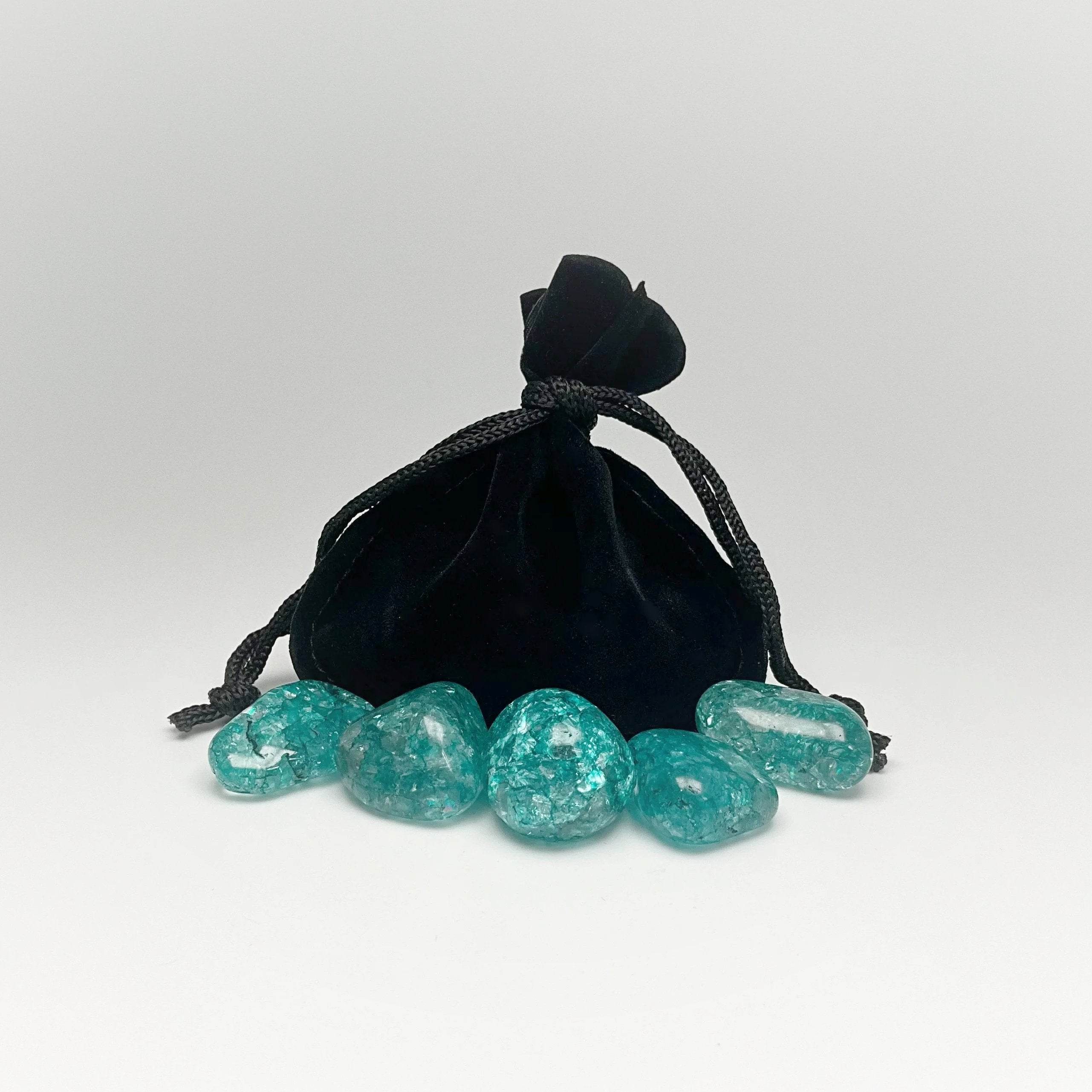 Green Crackle Quartz Small Tumbles Pouch - Rocks and Gems Canada