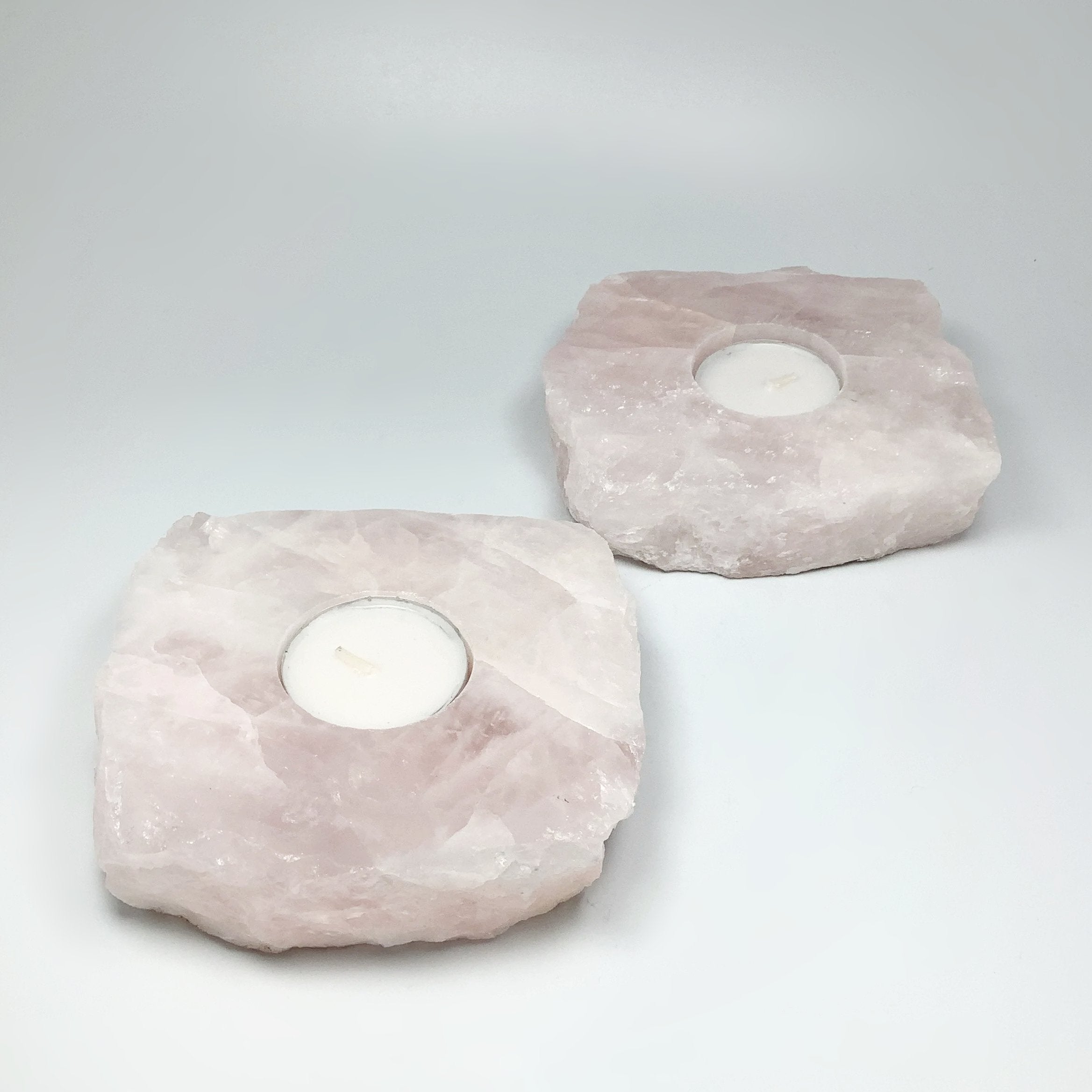 Rose Quartz Candle Holder - Rocks and Gems Canada