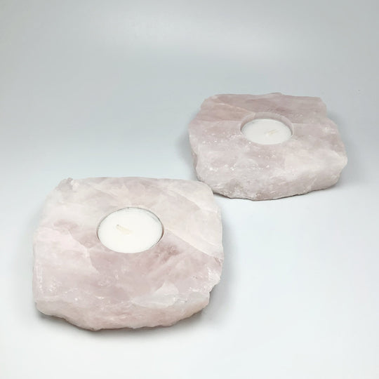 Rose Quartz Candle Holder - Rocks and Gems Canada
