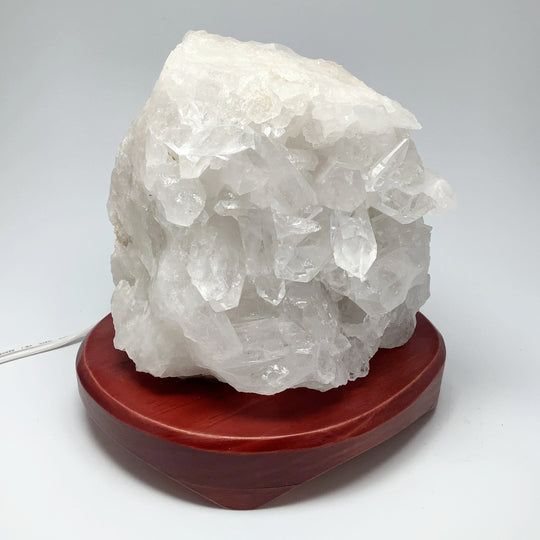 Quartz Cluster Lamp with Wooden Base