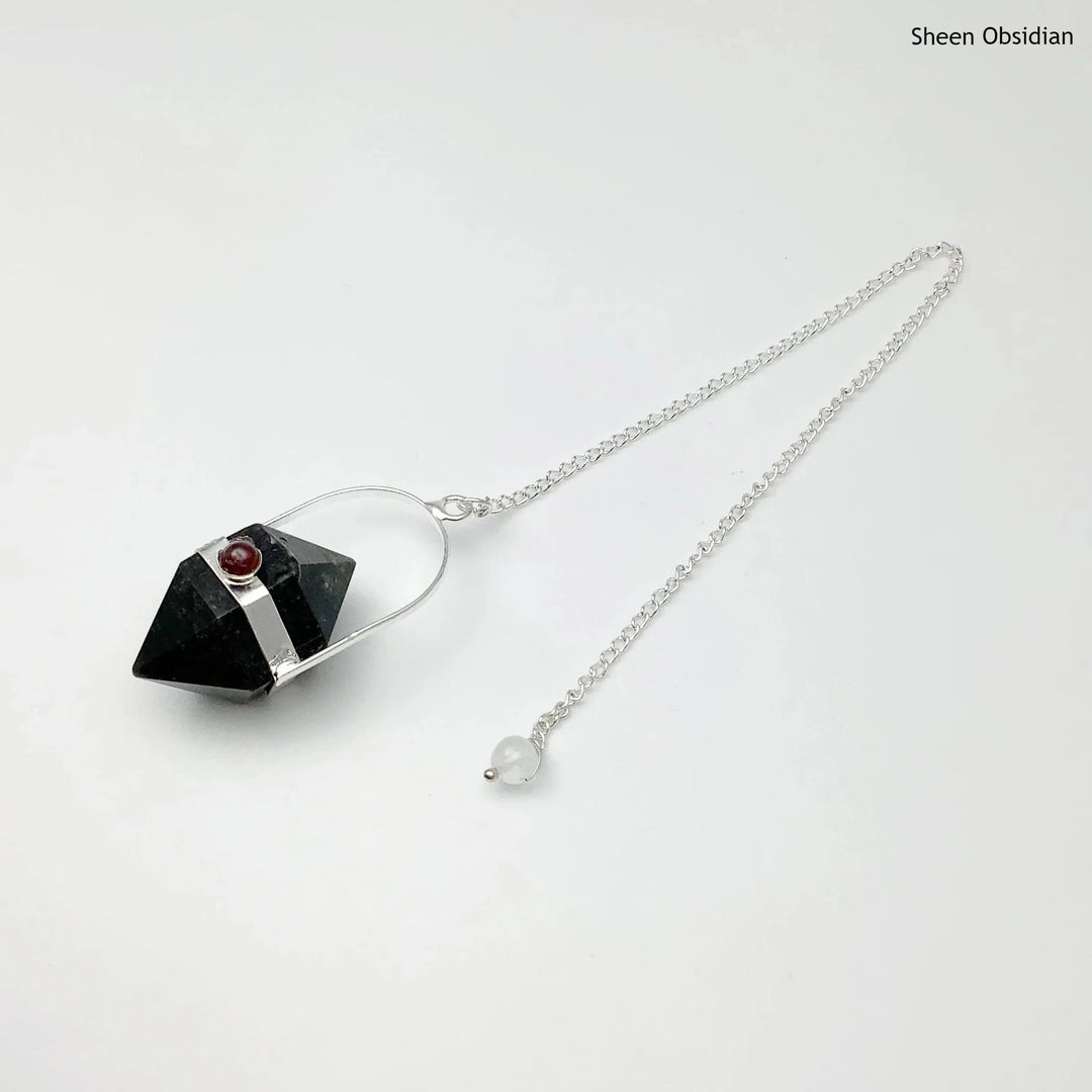 Double Terminated Gemstone Pendulum with Pink Tourmaline - Rocks and Gems Canada