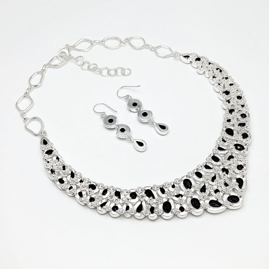 Black Onyx Earrings and Necklace Set - Rocks and Gems Canada