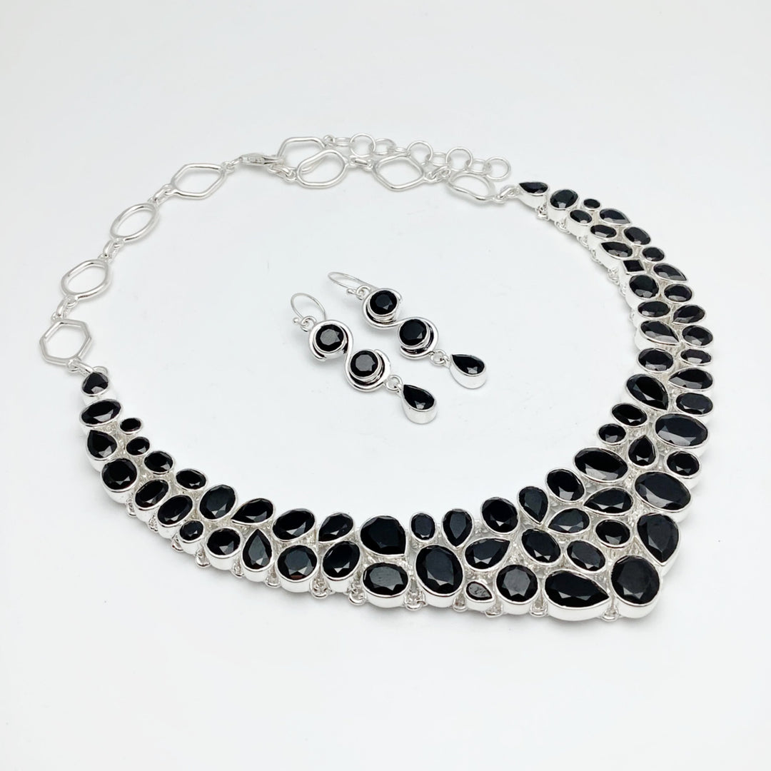 Black Onyx Earrings and Necklace Set - Rocks and Gems Canada