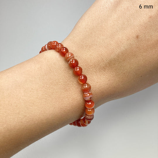 Banded Carnelian Agate Beaded Bracelet - Rocks and Gems Canada