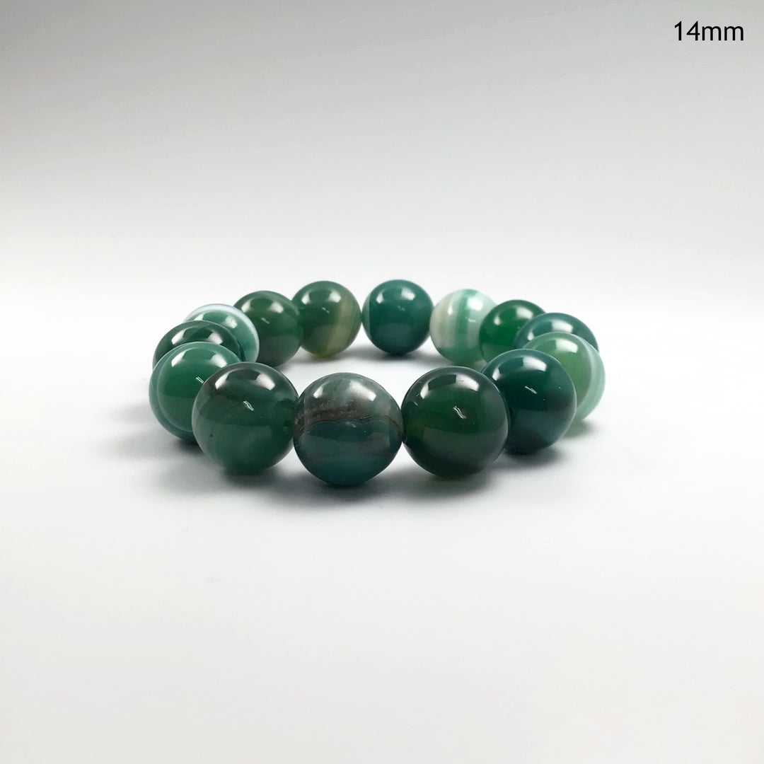 Banded Green Agate Beaded Bracelet - Rocks and Gems Canada