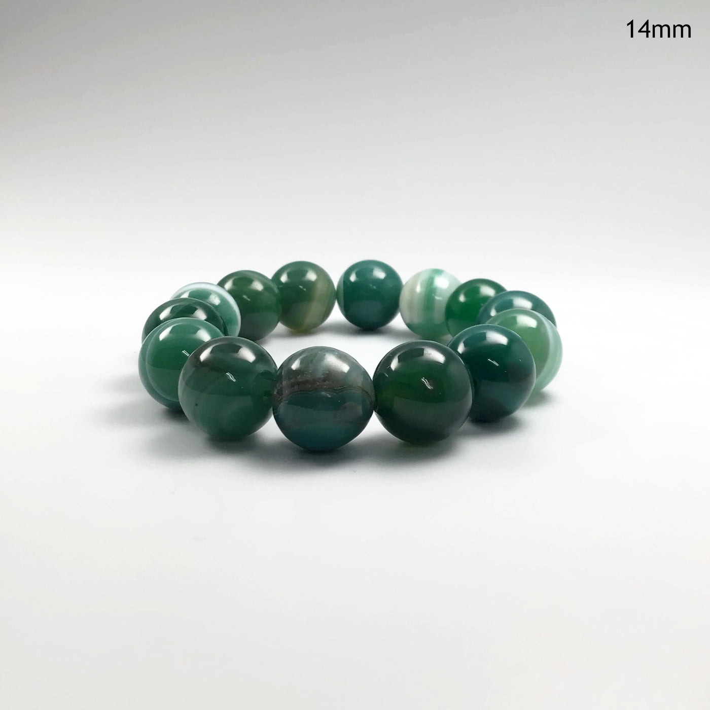 Banded Green Agate Beaded Bracelet