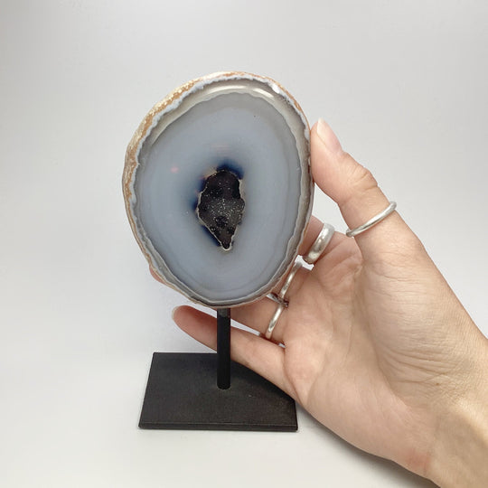 Natural Agate Geode on Stand - Rocks and Gems Canada