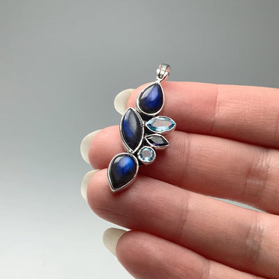 Labradorite, Blue Topaz and Iolite Pendant