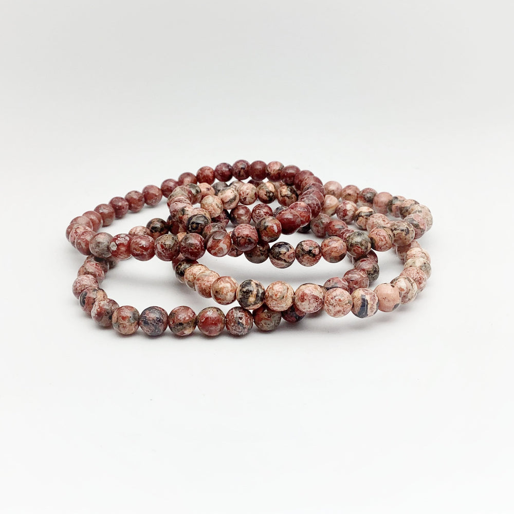 Leopard Skin Jasper Beaded Bracelet - Rocks and Gems Canada