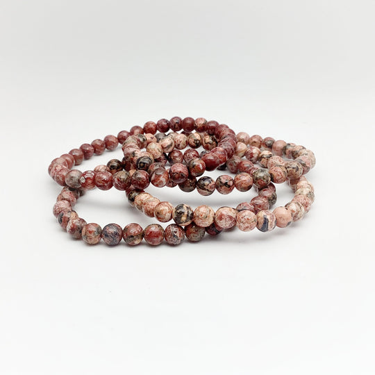 Leopard Skin Jasper Beaded Bracelet - Rocks and Gems Canada