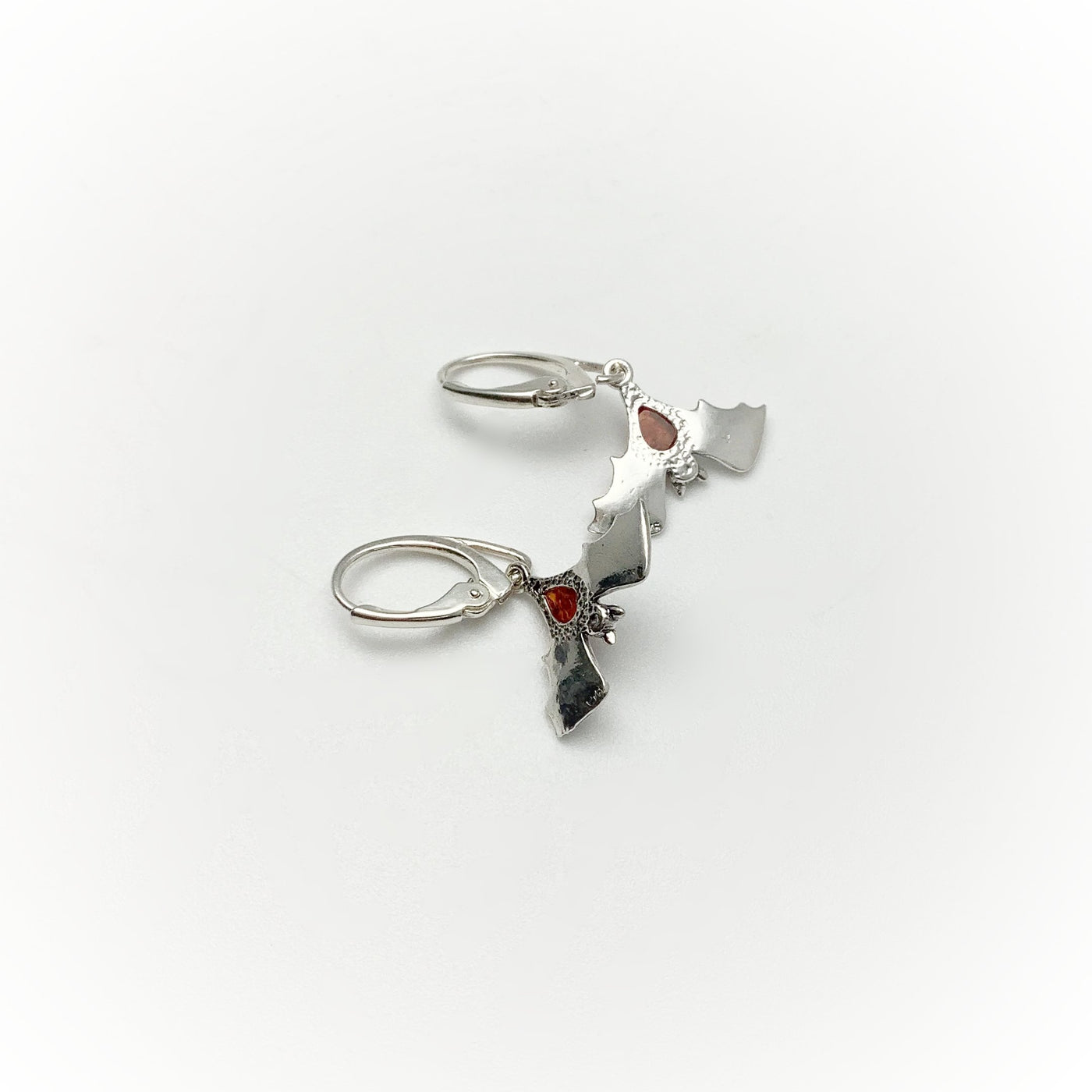 Cognac Amber Bat Dangle Earrings