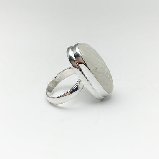Rainbow Moonstone Flower Carving Ring - Rocks and Gems Canada