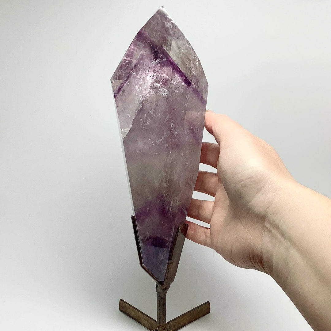 Polished Amethyst Scepter with Display Stand - Rocks and Gems Canada