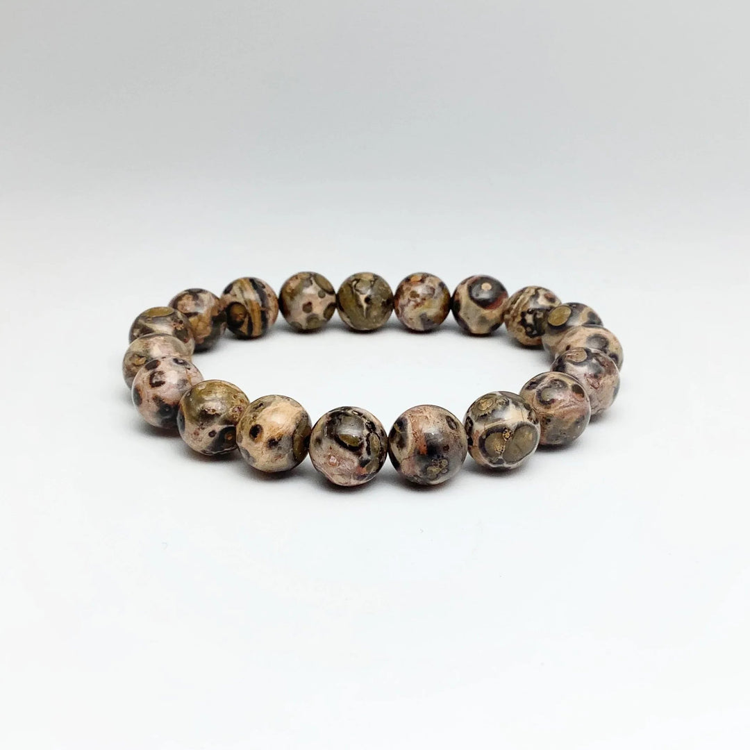 Orange Leopardskin Jasper Beaded Bracelet - Rocks and Gems Canada