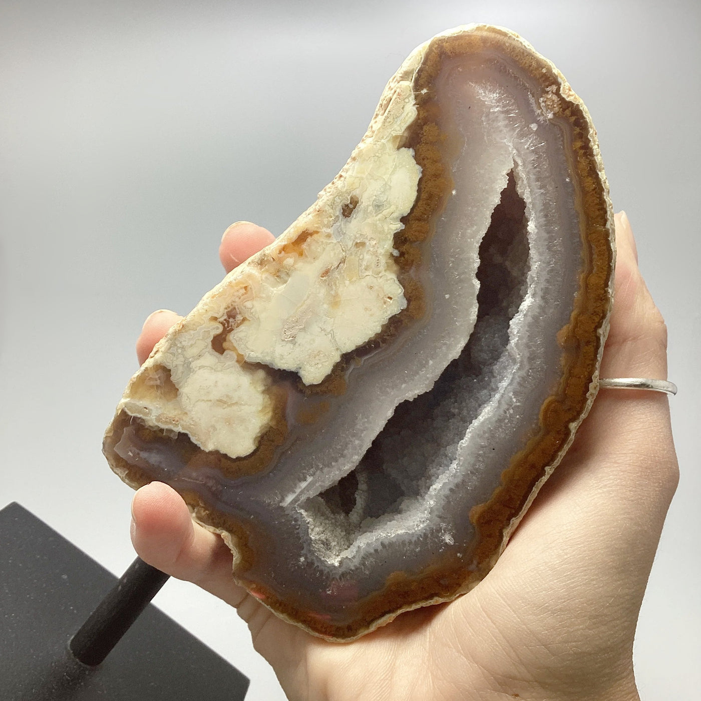 Natural Agate Geode on Stand
