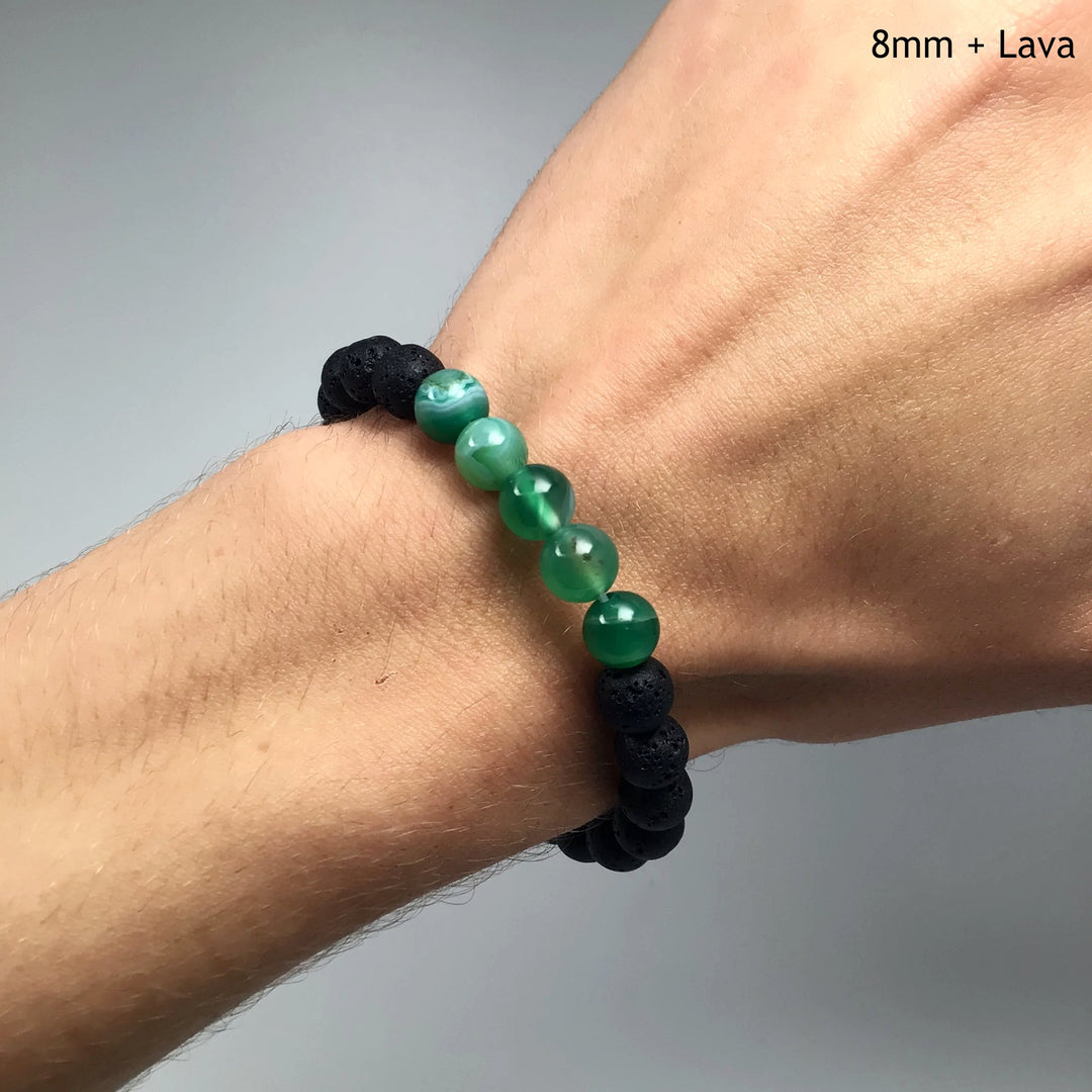 Banded Green Agate Beaded Bracelet - Rocks and Gems Canada