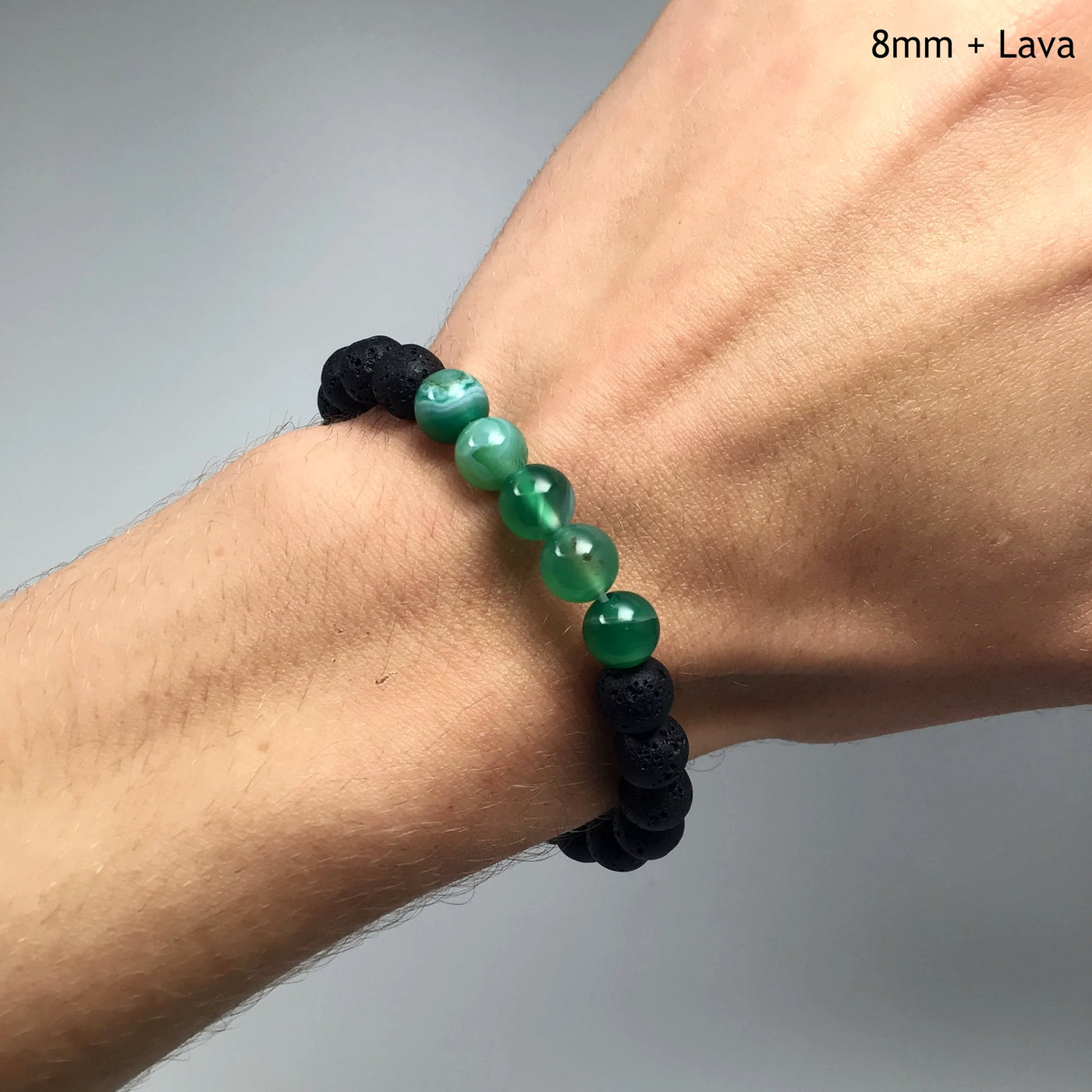 Banded Green Agate Beaded Bracelet