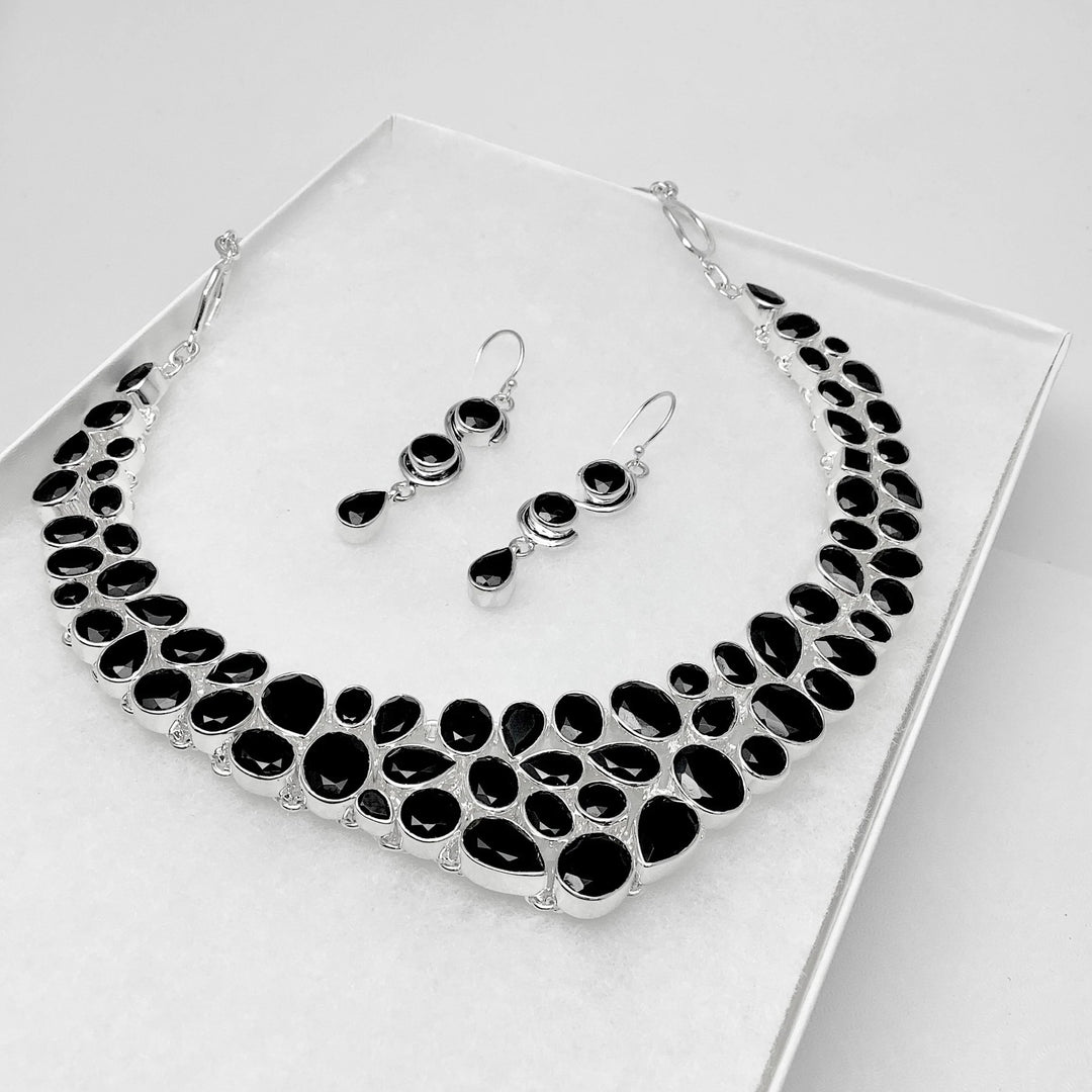Black Onyx Earrings and Necklace Set - Rocks and Gems Canada