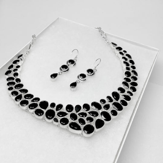 Black Onyx Earrings and Necklace Set - Rocks and Gems Canada