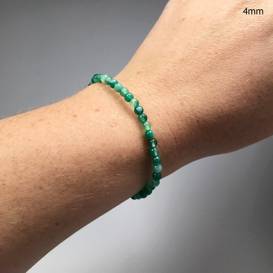 Banded Green Agate Beaded Bracelet - Rocks and Gems Canada
