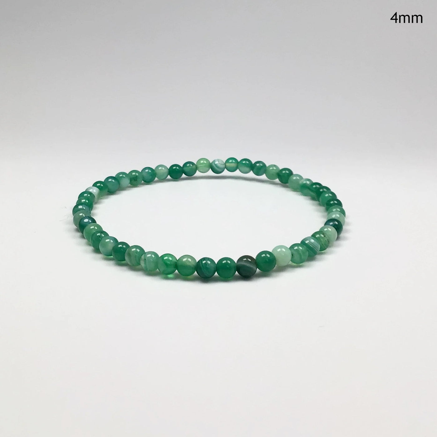 Banded Green Agate Beaded Bracelet