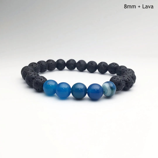 Banded Blue Agate Beaded Bracelet - Rocks and Gems Canada