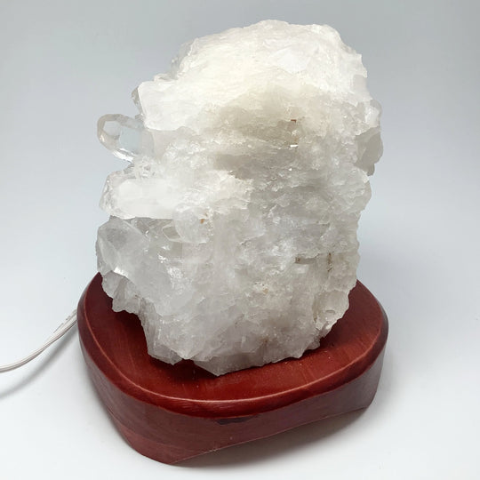 Quartz Cluster Lamp with Wooden Base