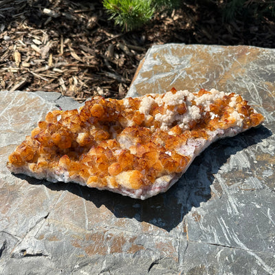 Large Citrine and Calcite Druze Cluster