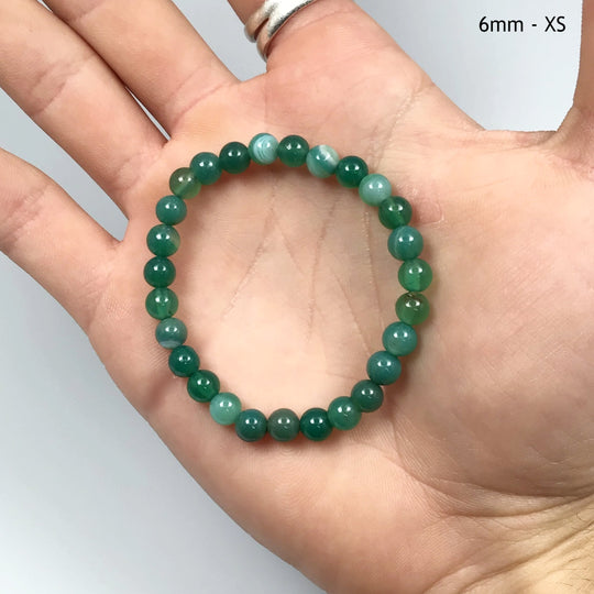 Banded Green Agate Beaded Bracelet - Rocks and Gems Canada