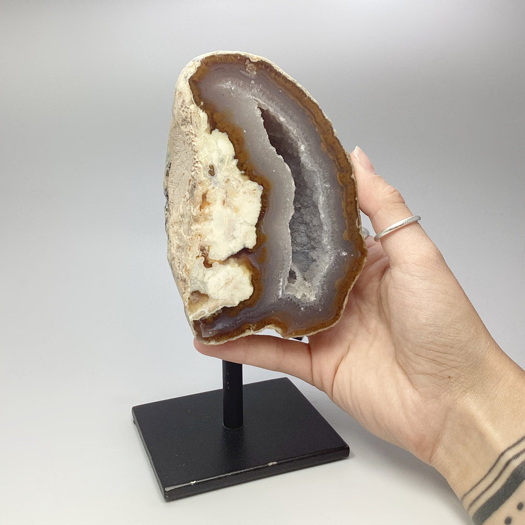 Natural Agate Geode on Stand - Rocks and Gems Canada