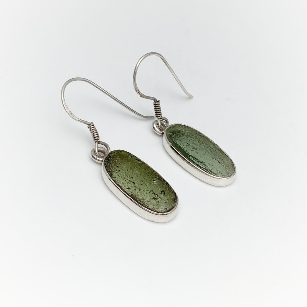 Moldavite Dangle Earrings - Rocks and Gems Canada