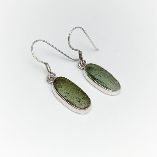 Moldavite Dangle Earrings - Rocks and Gems Canada