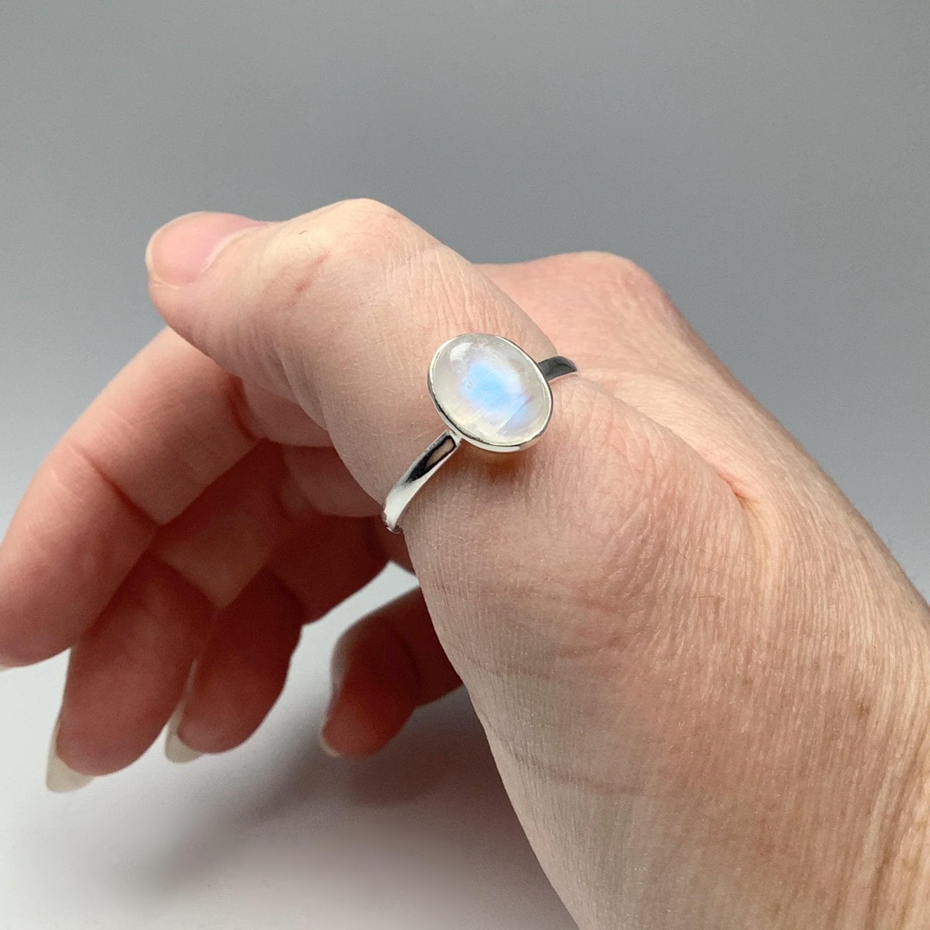 Rainbow Moonstone Ring - Rocks and Gems Canada