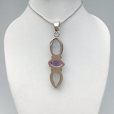 Rainbow Moonstone and Raw Amethyst Pendant