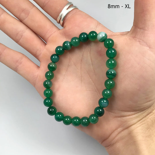 Banded Green Agate Beaded Bracelet - Rocks and Gems Canada