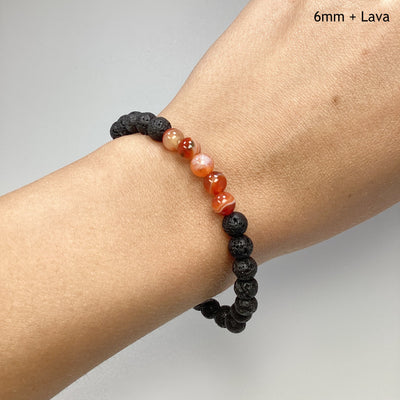 Banded Carnelian Agate Beaded Bracelet